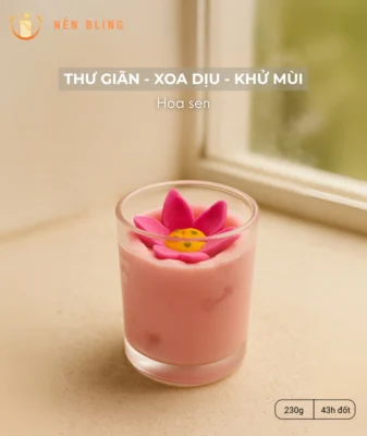 Nến thơm hoa sen Nến Bling 230g tinh dầu thiên nhiên